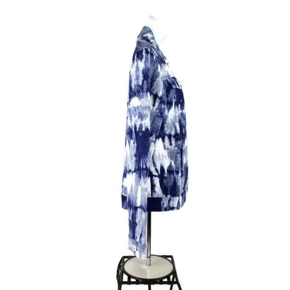 1 Bliss Lane Blue White Tie Dye Print Denim Jacket Womens Size Medium NWOT - Picture 6 of 12